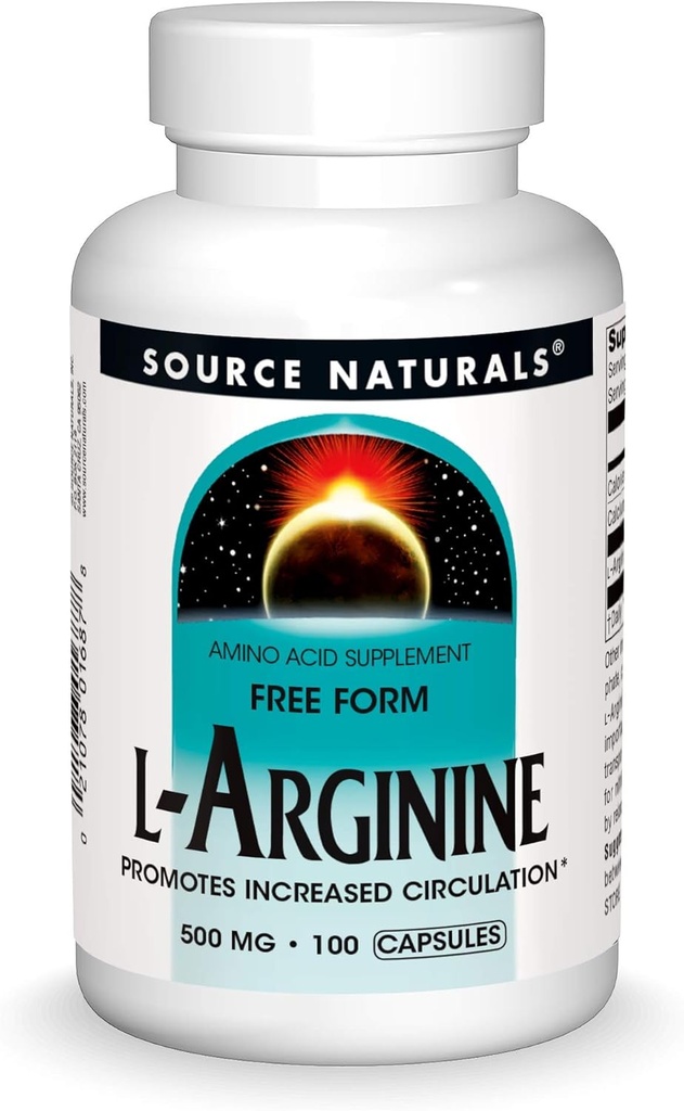 المصدر Naturals Free Form L-Arginine, 500mg - 100 Capsules
