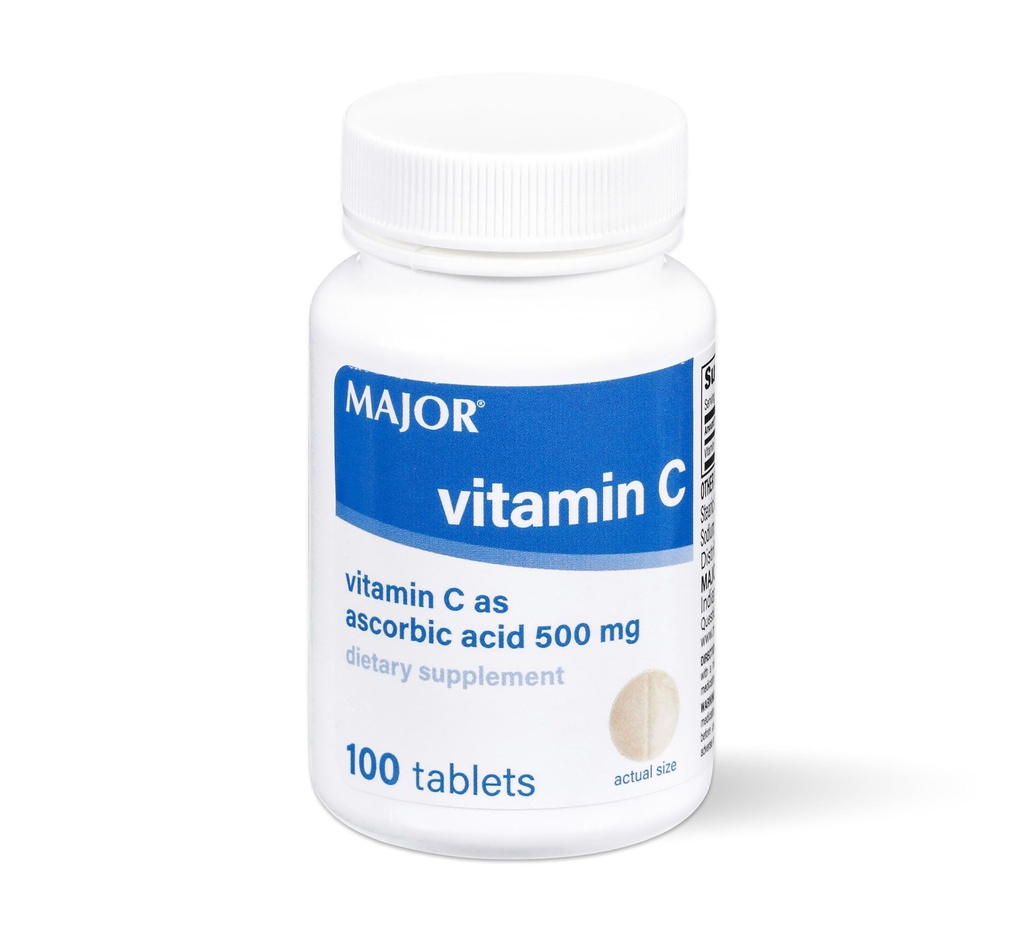 MAJOR Vitamin C-500 mg Ascorbic Acid - Vitamin C Tablets - Dietary Supplement - 100 Count (1 Pack)