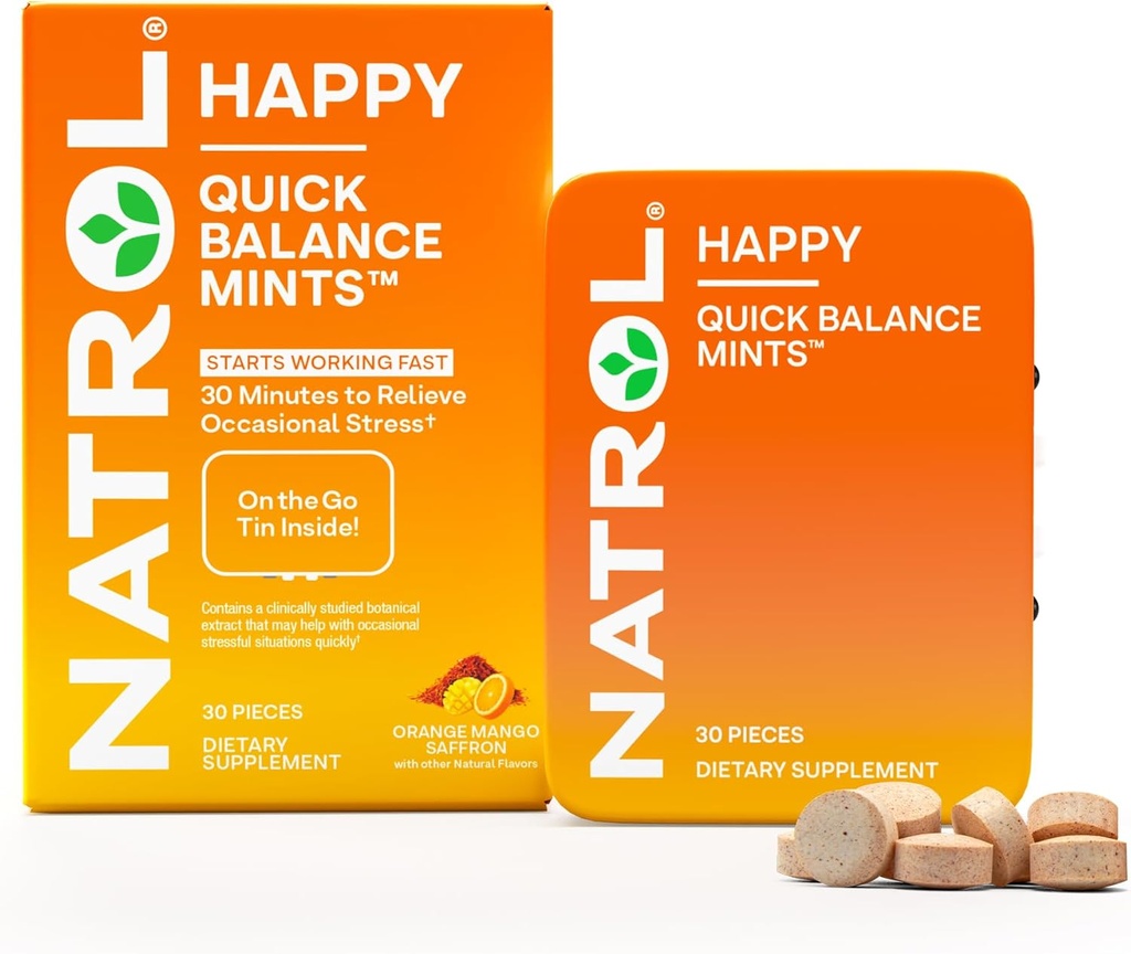 Natrol ด่วนสมดุล Happy Mints, Occastial Pressment Supplement, 30 Minds, 15 วัน