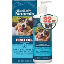 Alaska Naturals Wild Alaskan Fish Oil Supplement for Dogs Skin and Coat with EPA DHA Omega 3 Fatty Acids Sustainable Liquid Food Topper 32 oz. Pump