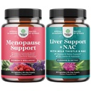 Bundle of Menopause Supplement for Women with Dong Quai, Vitex Chaste Berry & Black Cohosh and Liver Support NAC Supplement with Milk Thistle, Artichoke, Choline & Beetroot for Detox & Repair
