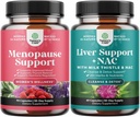 Bundle of Menopause Supplement for Women with Dong Quai, Vitex Chaste Berry & Black Cohosh and Liver Support NAC Supplement with Milk Thistle, Articsóka, Coline & Beetroot for Detox & javítási