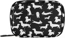 Ollabaky Black Dachshund Suņi Pill organizētājs 7 Day Pill Case Travel Pill Organizators Bag Pill kaste Pārnēsājams Weekly Case with Zipper Kompakts Izmērs Vitamīnu Papildinājums Turētājs