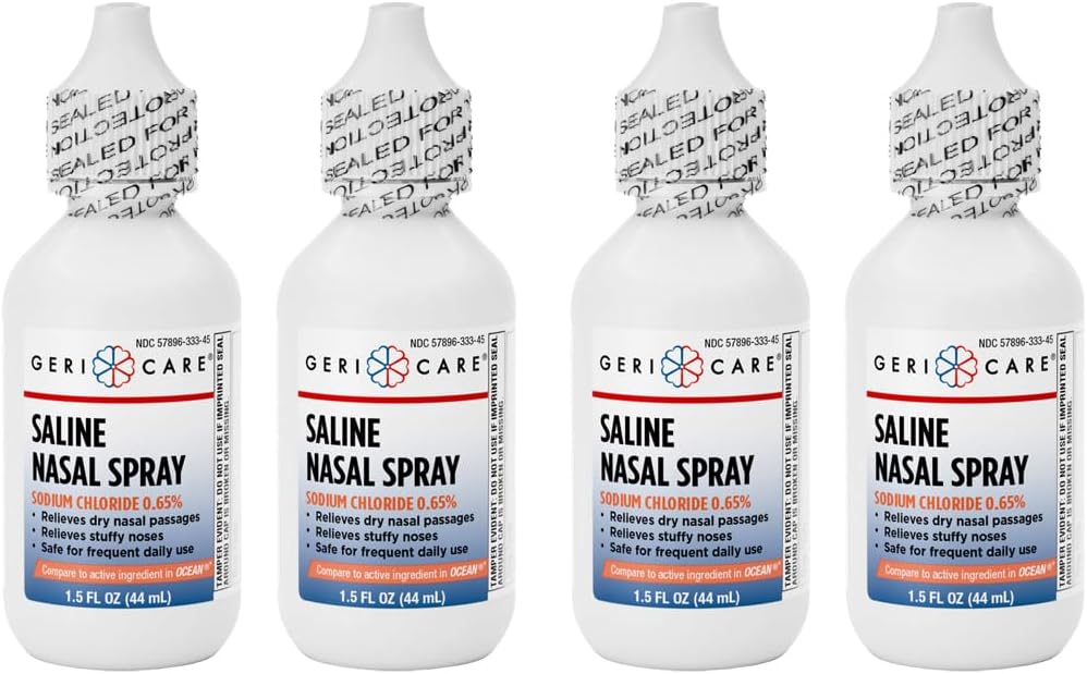 GeriCare Saline Nasal Spray 1.5 FL OZ Увлажняющий хлорид натрия 0,65% (упаковка 4)