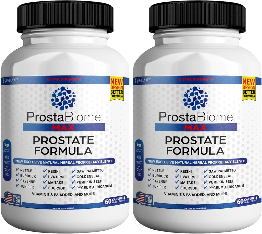 ProstaBiome Max Prostate Support Formula, Natural Herbal Blend with Saw Palmetto, 60 Capsules, 30-Day Supply (2)