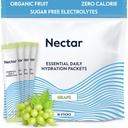 Nectar Hydration Packets - Electrolytes Toz Packets - Sugar Free & 0 Calorie - Dehidravlik Yardım və Rapid Rehidrasiya (Grape 18 Pack) üçün Organic Fruit Liquid Daily IV Hydrate Sticks