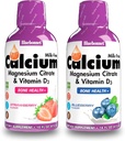 Bluebonnet Nutrition Liquid Calcium Citrate Magnesiumsitraatti, D3-vitamiini Blueberry Flavor ja Mansikka maku, 2 pullo 16 Fl Oz Each (32 Fl Oz Yhteensä)