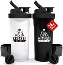 DAN RIVER 2-Pack Shaker Bottle | 24oz Plastic Protein Shaker & Mixer | Twist & Lock Design for Smoothies & Protein Mixes | Durable, Leak-Proof, Easy to Clean | Clear & Black Shaker Bottles for Gym