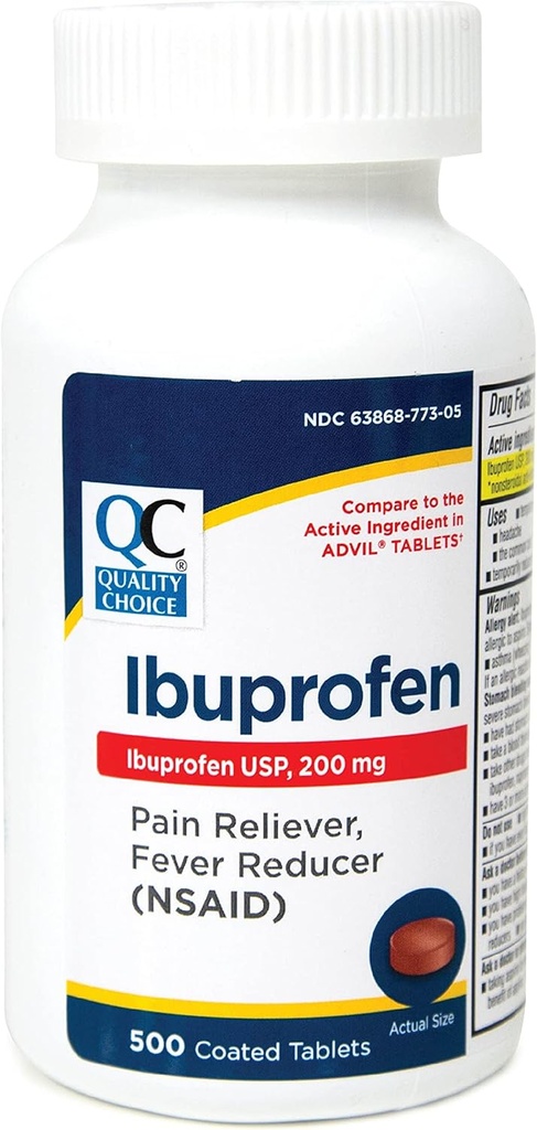 Quality Choice Ibuprofen 200mg. Tablet 500-Count Plastik Şişe