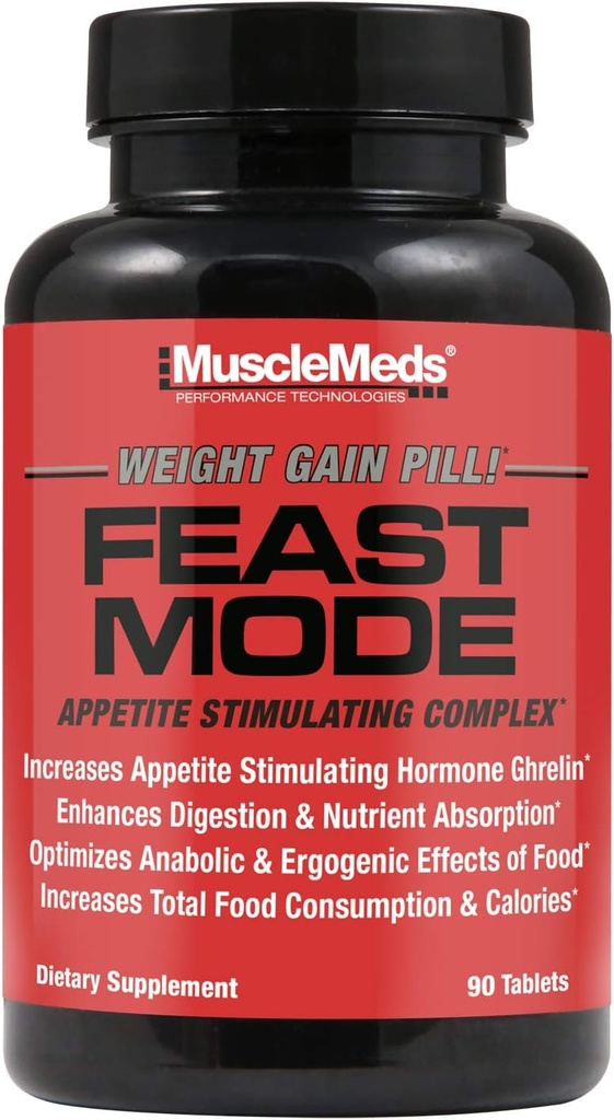 MuscleMeds Modalità di festa Appetite Stimulant Weight Gain Pillole Enzimi Digestivi Sicuro ed Efficace 90 Caps, Unflavored, 90 Conte