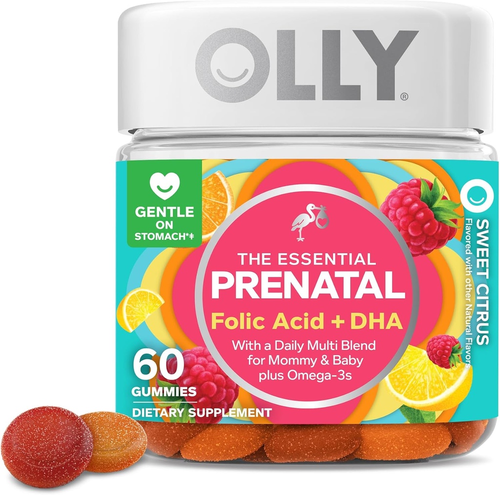 OLY Previtamin Gammy, รองรับการเจริญเติบโตของสุขภาพและพัฒนาสมอง FOLOL, วิตามินดี, โอเมก้า 3 DHA, Supplesable Supplement, Citrus Barry Farvor, 30 วัน – 60 เคานต์