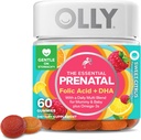 OLLY Prenatal Multivitamin Gummy, stöder hälsosam tillväxt och hjärnutveckling, folsyra, vitamin D, Omega 3 DHA, Chewable Supplement, Citrus Berry Flavor, 30 Day Supply - 60 Count