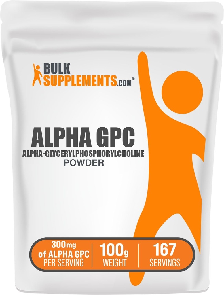 BulkSupplementments.com Alpha GPC Powder - Choline Supplements, Alpha GPC 300mg - Unflavred & Gluten Free, 600mg per Serving, 100g (3,5 oz) (Pack of 1)