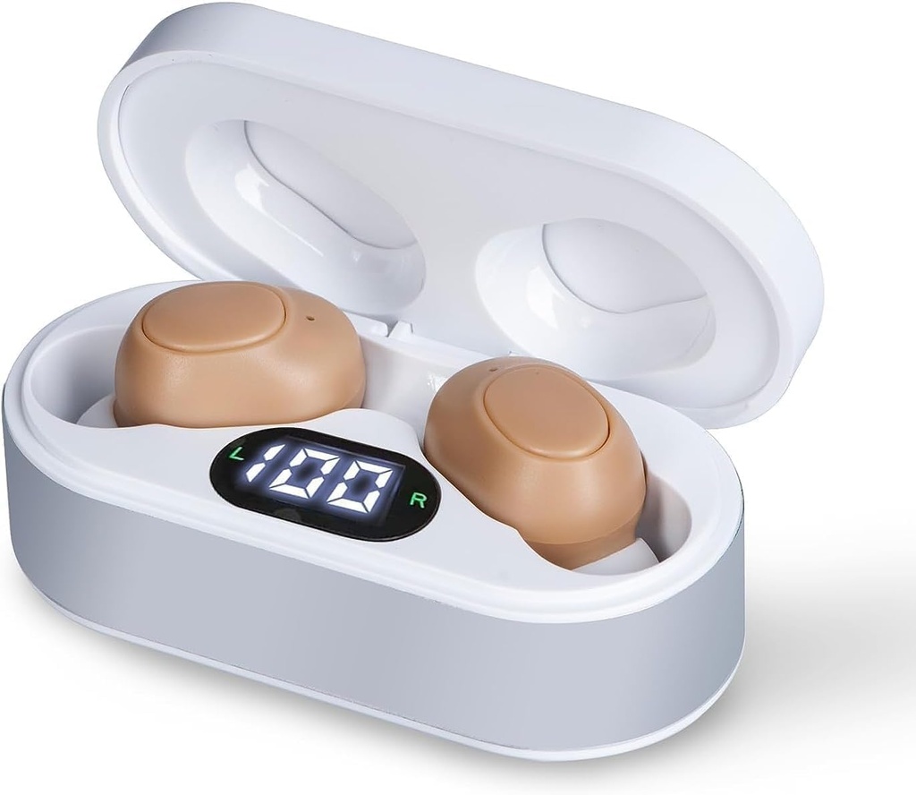 Başlar üçün rahatlıq məsləhətləri, yüksək səhifəsizlik Amplifiers, Crystal Clear Sound, Invisible OTC Səyahət Aids w / Yetişkin üçünCharging Case