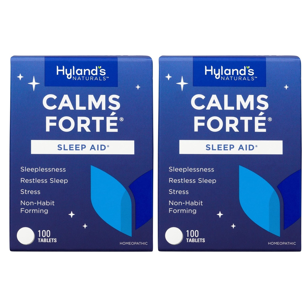 Hyland's Calms Forte' Sleep Aid Tablets, Natural Relief of Nervous Tension and Occasional Sleeplessness, 100 Count (Pack of 2)