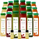 5 Day Juice Cleans by Raw Fountain, Tropical Flavors, All Natural Raw, Cold Pressed Fruit and Vegetable Juices, Detox Cleanse, 30 botila 12oz, 5 Bonus Ginger Shots
