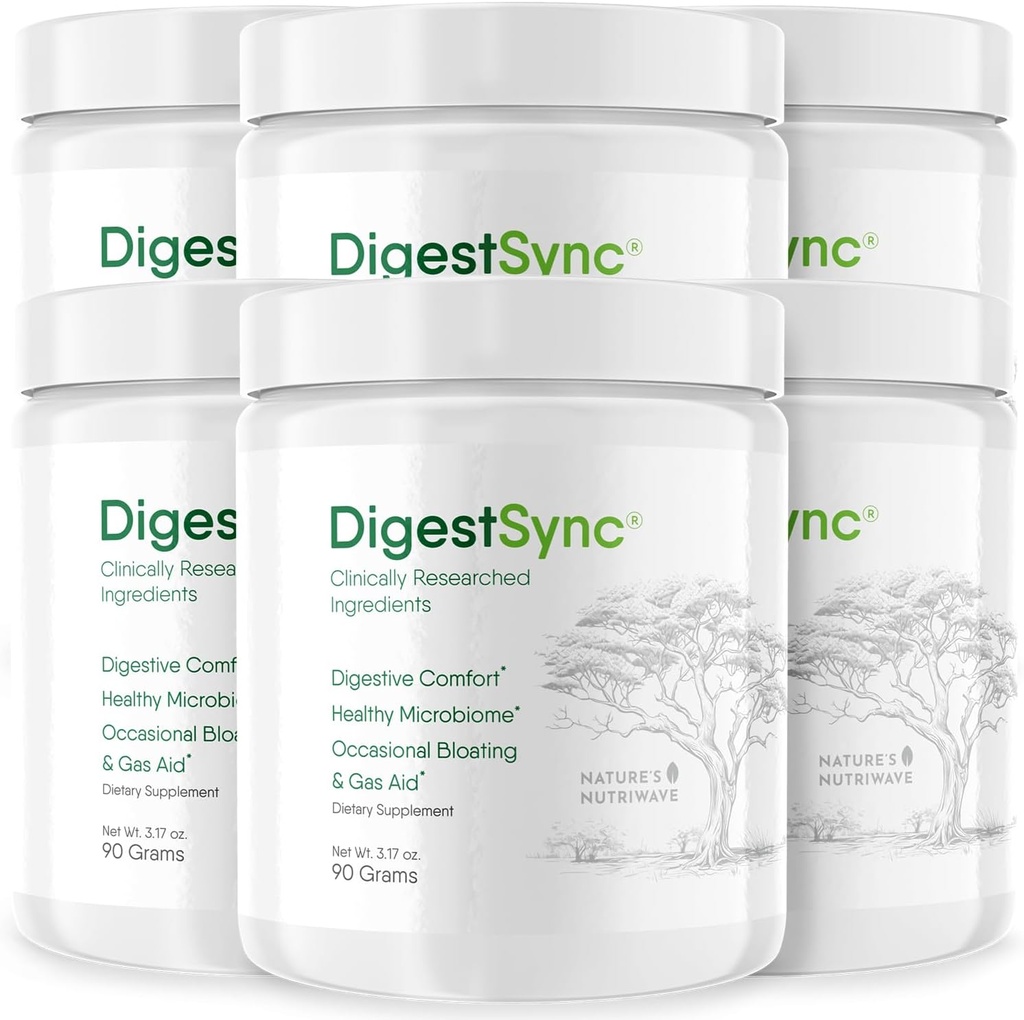 DigestSync verteringssupplement voor Gut Health - Natuurlijke poeder voor spijsverteringsondersteuning, opgeblazen verlichting voor vrouwen & mannen, 100% natuurlijk groen poeder - 6 maanden levering