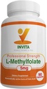 INVITA L-méthylfolate - Folate de méthyle actif de force professionnelle - Supplément 5-MTHF pour l'énergie, l'humeur et le soutien immunitaire - Non OGM, sans gluten, sans remplissage (5 Mg)