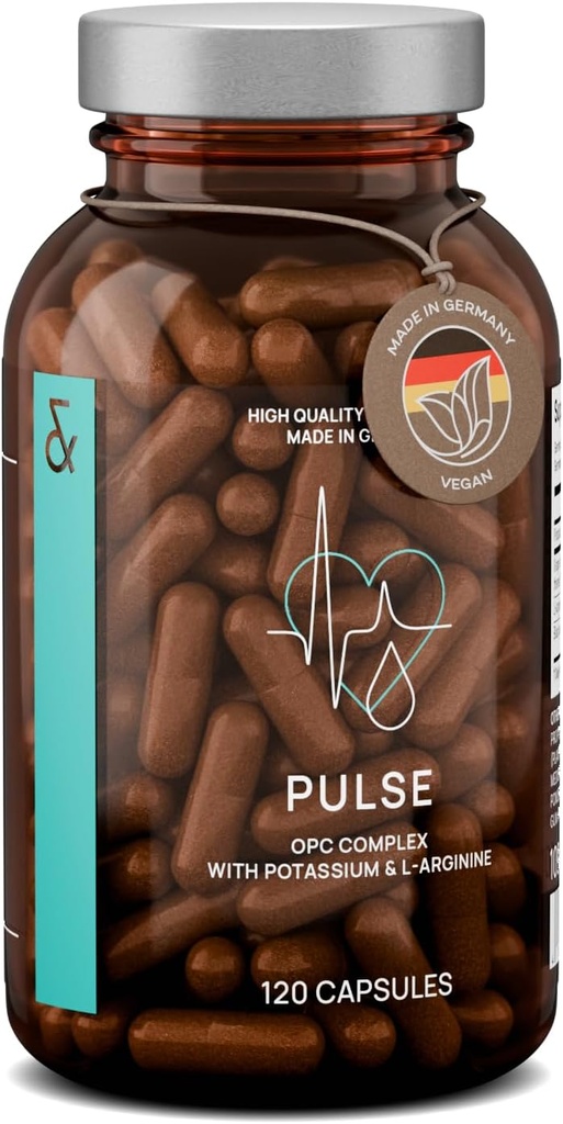 Premium blood Pressure Support supplement with Grape Seed Extract, L-Arginine, Black Garlic Extract &quot; Potassium - 120 Capsules