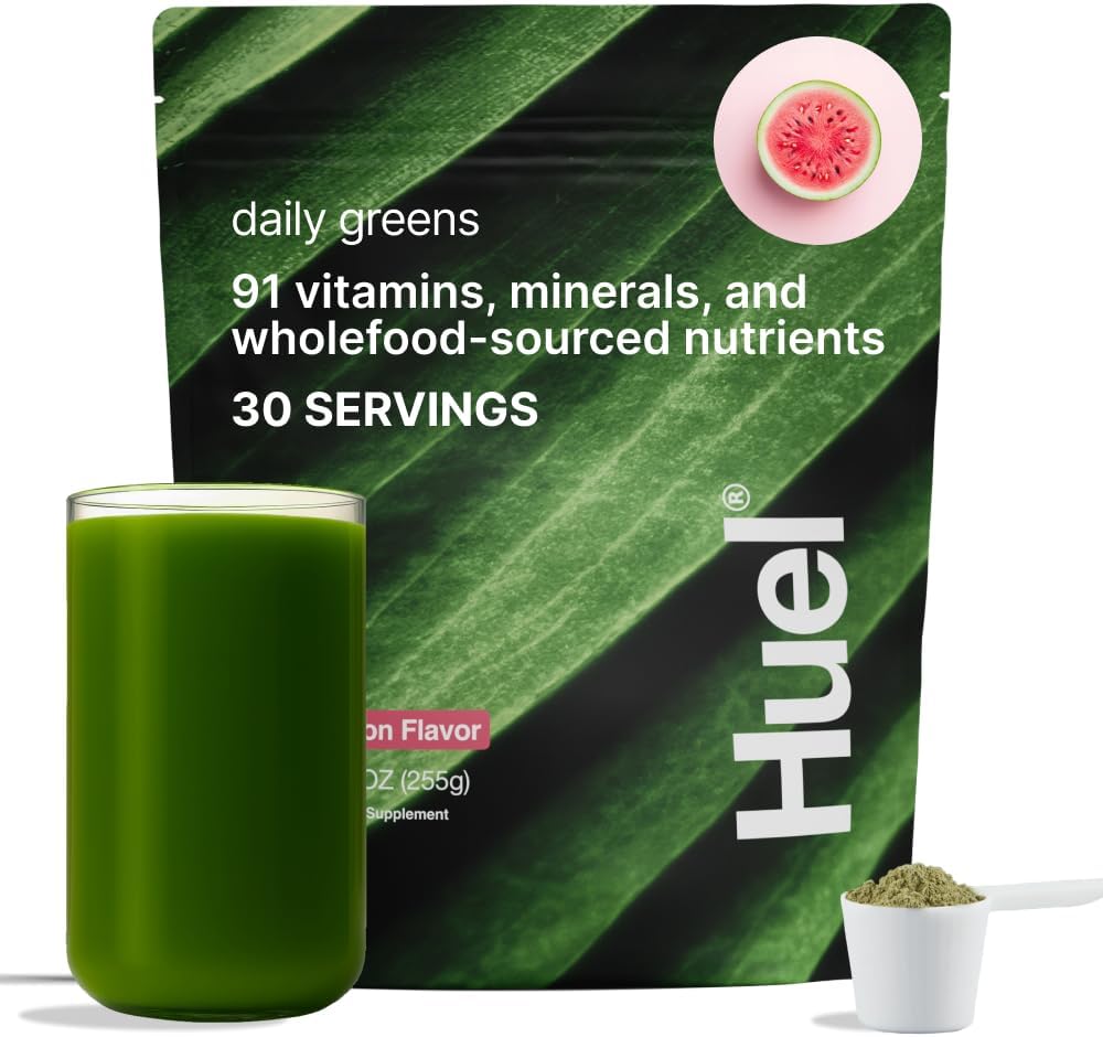 Huel Daily Greenens Watermelon 124; Superfood Greaders Powder 124; 91 Vitamin, Mineral, dan WHO-Sourded Ingredices 124; Adaptogens, Antioksidants, Gut-Friendly Programtic 12430