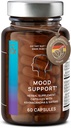 CLAV Mood Support Supplement - Ashwagandha + Saffron Extract + 5-HTP Griffonia + Siberiako Ginseng + Rhodiola rosea - 60 kapsulak