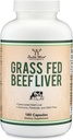 Beef Liver Capsules (1000 mg Gras Fed, Desicated Beef Liver per servering, 180 kapsler, 3 måneders forsyning) Supplement for digestion, immun helse, energi og velvære ved dobbel tre