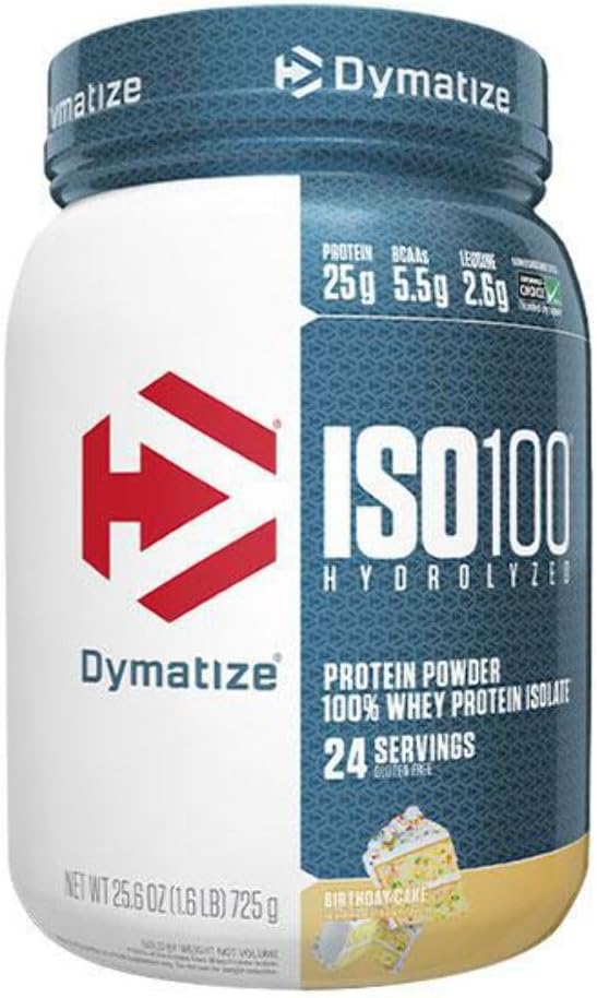 Dismatizar ISO 100 polvo de proteína de soro con 25g de isolato de hidrolizado 100% Whey, Gluten Free, Fast Digesting, Birthday Cake, 1.6 Pound