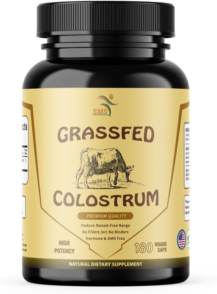 Çim Fed Şüşə Colostrum, 3000 mq, Immune Support təklif edir və Gut Health, Atlet Performansı, Sağlam İqtisadi, GMO, 180 Capsules