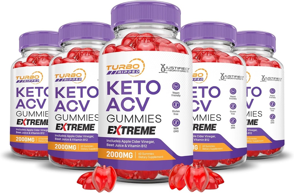 (5 Pack) Turbo Raught Keto ACV Gummies Extreme 2000MG Turbo Raught Keto Gummies Apple Cider Vinegar Formulated Pomegranate Beet Juice Toz B12 Vegan GMO 300 Gummys