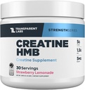 Lab Transparent Creatine HMB - Creatine Monohydrate Powder dengan HMB untuk Perkembangan Muscle, Peningkatan Kekuatan, Keluaran Energi Enhanced, dan Peningkatan Atletik Performance - 30 Pelayan, Strawberry Lemonade