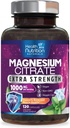 Capsules de citrate de magnésium 1000mg - Poudre de magnésium Max Absorption pour support musculaire, nerveux, os et cardiaque, complexe de citrate de haute absorption, sans gluten, sans OGM - 120 capsules