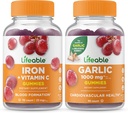 Ironable Lifeable with Vitamin C + Garlic 1000mg, Gummies Bundle - Great Tasting, Vitamin supplement, Gluten Free, GMO Free, Chewable Gummy