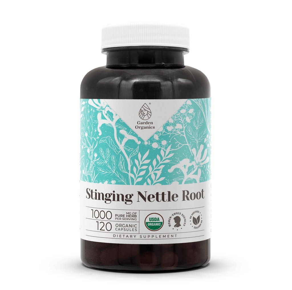 Stinging Nettle Root USDA Organic 120 Capsules | Digestive System, Natural Supplement | Certified Organic Vegetarian Capsules and Organic Stinging Nettle (Urtica Dioica) Dried Root (120 Capsules)