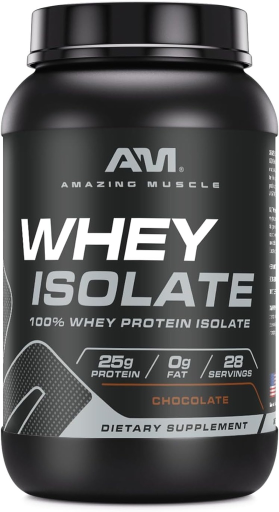 Increíble Muscle Whey Protein Isolate Powder ← 25 Grams Protein Por Serving Silencio 100% Whey Isolate ← Zero Fat ← Made in USA (2 Lb, Chocolate)