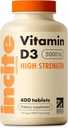 Incita Nutrition vitamina D 5000 Iu - 400 Premiumamination D3 Easy-Swllow Micro tetes - High Winnkecalferol VIT D3 5000iu - Vegetarian suplementari - Fet al Regne Unit