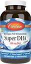 Carlson - Super DHA Gems, 500 mg suplementos DHA, 640 mg ácidos gordos, Wild-Caught Norueguês Ártico Omega 3 Fish Oil Supplement, Sustainablely Sourced Fish Oil Cápsulas, 180 Softgels