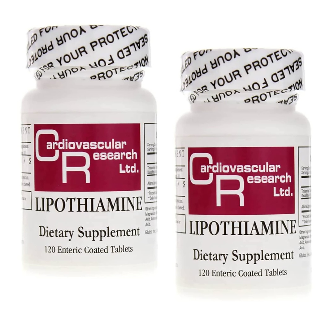 Cardiovascular Research Lipothiamine B Supplement 240 Tablets - Vitamin B1 Now with Alpha Lipoic Acid - 2 X 120 Count