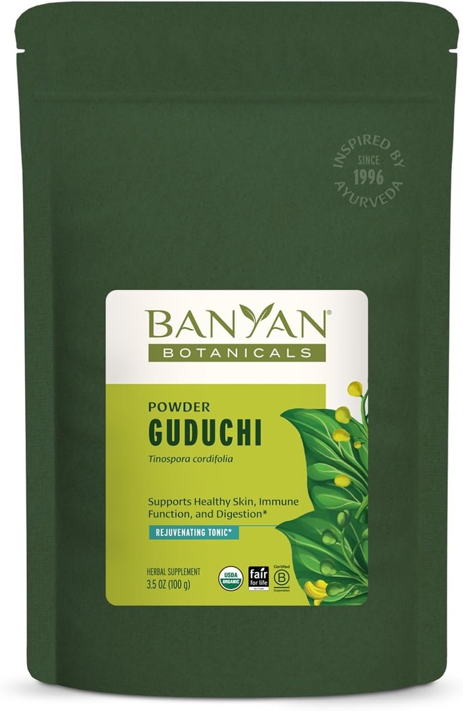 Banyan Botanicals Organic Guduchi Powder - Organic Immune Health Supplement - for Natural Detox, Balanced trawienie & Zdrowa skóra * - 3.5 oz - Non-GMO Sustainable Sourced Vegan FFL