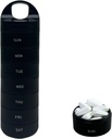 Black Plastic Weekly Pill Organizador - Smart Medicine Pill Organizar viaxes - impermeable, BPA-Free 7 Day Medicine Container - Toma de pílulas para vitaminas e medicamentos