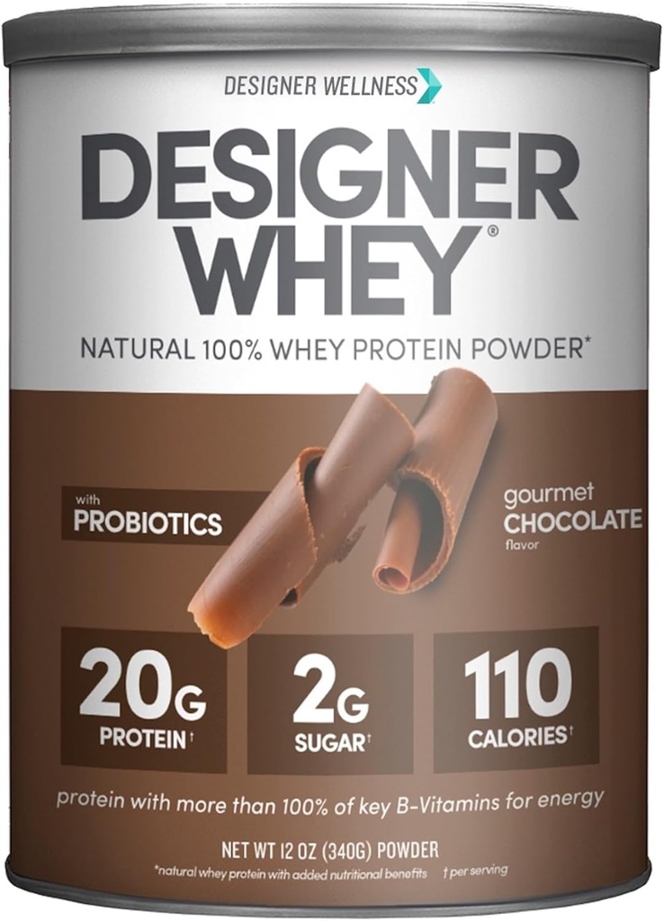 Designer Wellness, Designer Whey, Natural Whey Proteinpor probiotikumokkal, Fiber, és Key B- Vitaminok az energia, gluténmentes, ínyenc csokoládé, 12oz