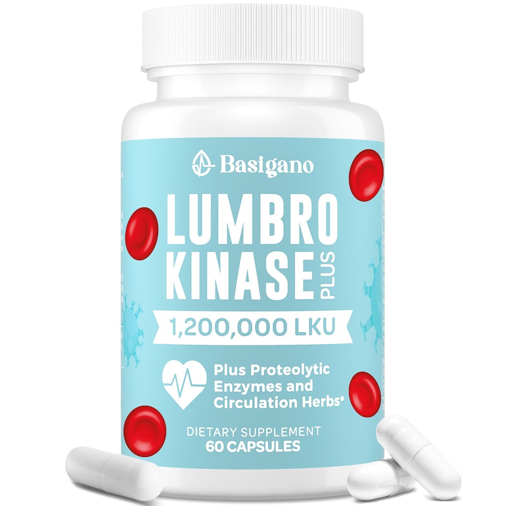 Lumbrokinase Supplement, 1.2 Million LKU - 120mg Capsules, Potent Nattokinase Alternative with Proteolytic Enzymes and Herbal Blend