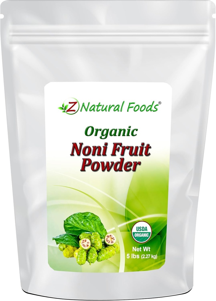 Z Natural Foods Noni Fruit Powder - Organic Raw Non-GMO Gluten-Free Superfood - Supports Healthy Digestion & Energy - Packed with Essential Nutrients & Antioxidants - Mix with Drinks & Recipes, 5 lb