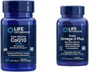Life Extension Super Ubiquinol CoQ10 ar uzlabotu Mitochondrial Support & Super Omega-3 Plus EPA/DHA Zivju eļļa, Sesame Lignans, Olīvu ekstrakts, Krill & Asta