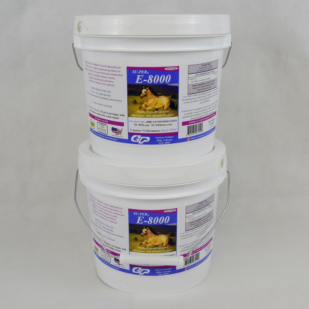 SU-PER E 8000 Horse Antioksüdandi Lisa - Kontsentreeritud E-vitamiini Täiendus Performance Horses - 4 naela, (2 Pack)