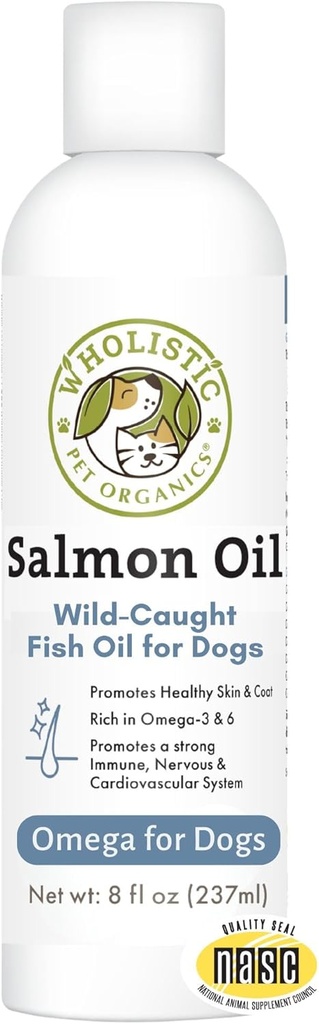 Wholistic Pet Organics Salmon Oil: Deep Sea Wild Aliaskan Salmon Oil šunims ir katėms - Natural Omega 3 Šunų žuvų aliejus priedas su EPA ir DHA odos, Coat, Širdies ir nervų sistemos sveikatos