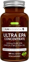 Igennus Ultra Pure Omega-3 EPA 500mg, hochkonzentriertes IFOS zertifiziertes Wild Fish Oil, Advanced rTG Triglycerid Form, Non-GMO, 180 Small Softgels