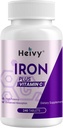 Heivy sulfatoa 325mg (Iron 65mg), Potency Iron Supplement for Women and Men, Iron Pills with Vitamin C, Ferrous Sulfate, Non-GMO - 240 Tablets Made in USA