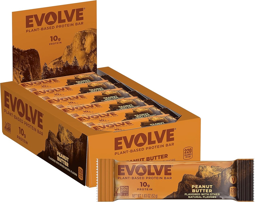 Evolute Plant Based Protein Bar, Peanut Butter, Dary Free, Sense A artificial Flavors, No-GMO, scheling May Vary, 10 g, 10 g, 12 comte (Pack de 1)