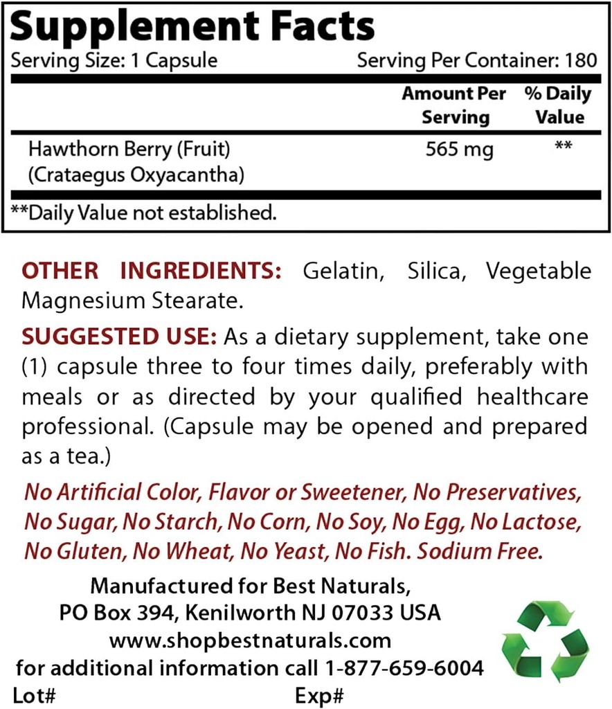 Hawthorn Berry 565 mg &amp; Beet Root Powder 500 Mg