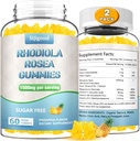 2 Pack Sugar-Free Rhodiola Rosea Gummies, Адаптоген Rhodiola Rosea Supplement & Cortisol Blocker для підвищення Stamina, Mood подовження, і Motivation Boost, Non-GMO, Vegan, 120 Count